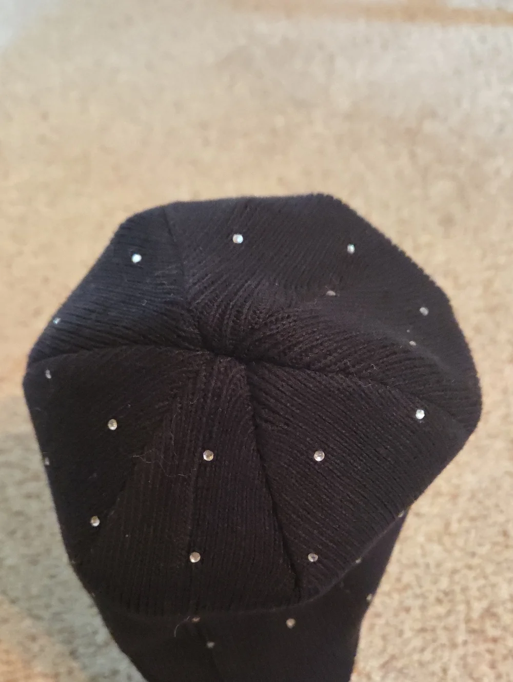 Harley Davidson Rhinestone Embellished Ribbed Knit Black Beanie.